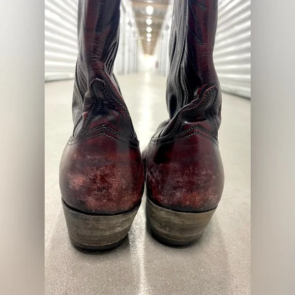 Men’s Vintage Lucchese Gavin Burgundy Red Cherry Cowboy Boots Western 11.5 B - Picture 10 of 10